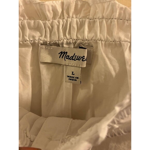 Madewell Women's Size L White Smocked Button-Front Top in Poplin NEW - Picture 4 of 8